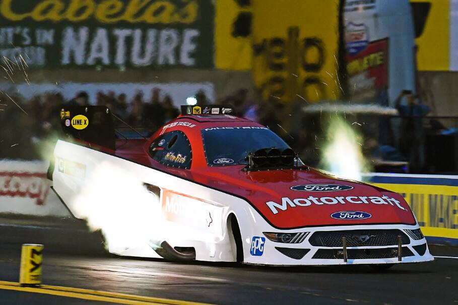 Bob Tasca III was knocked out in Round 1 in the first event in the NHRA playoffs in Reading, Penn. Bob Tasca III was knocked out in Round 1 in the first event in the NHRA playoffs in Reading, Penn.